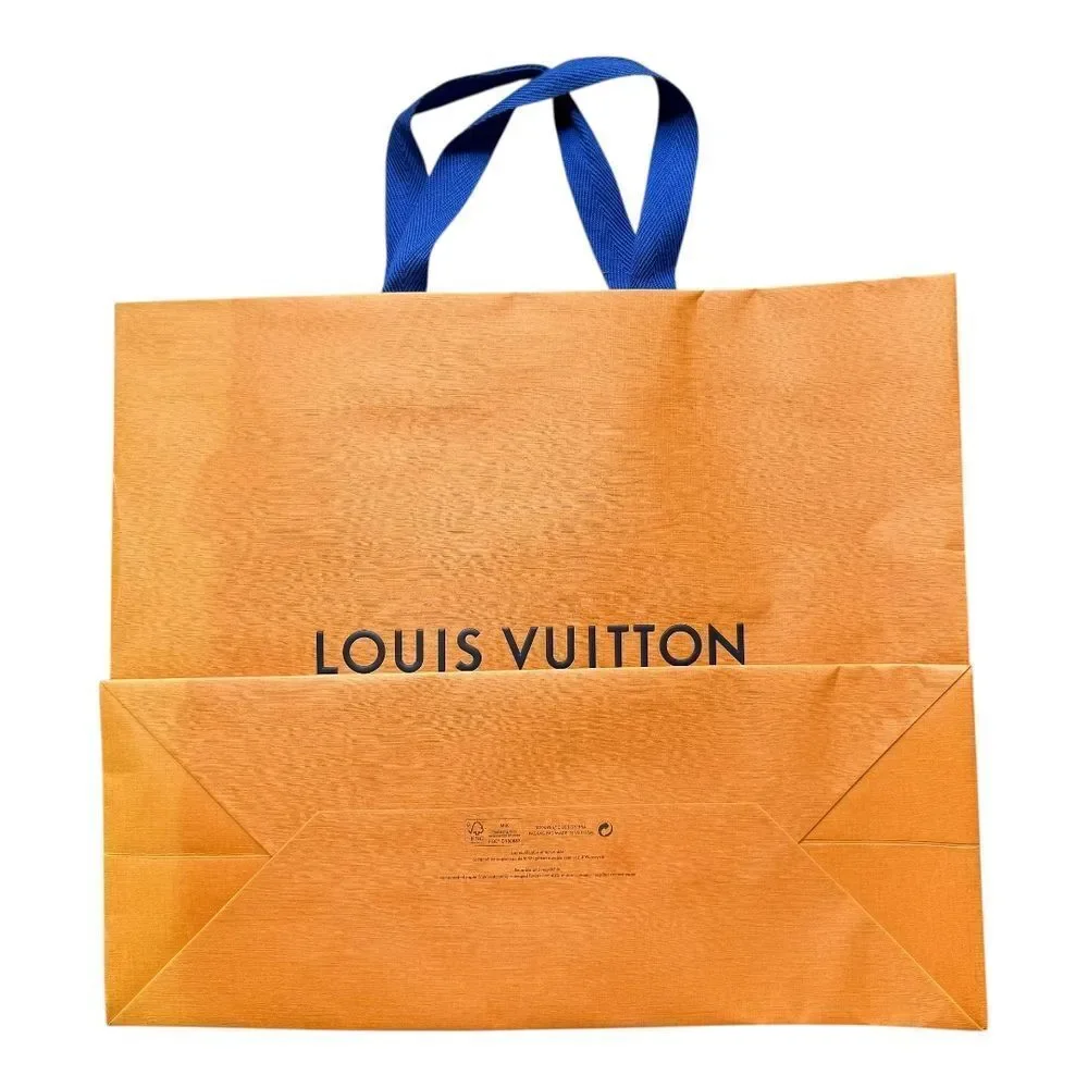 Louis Vuitton Orange Blue Handle Logo Minimalist Modern Shopping Bag 13